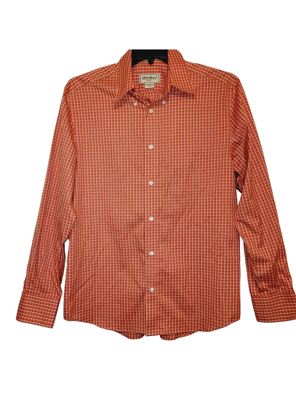Eddie Bauer orange plaid long sleeve button down shirt Size Medium Outdoors